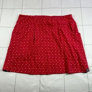 Title Nine Breeze Skirt Womens Large Red Watercolor Dot Pull On Athletic Casual
